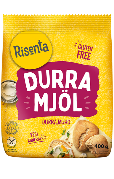 Påse med durramjöl från Risenta